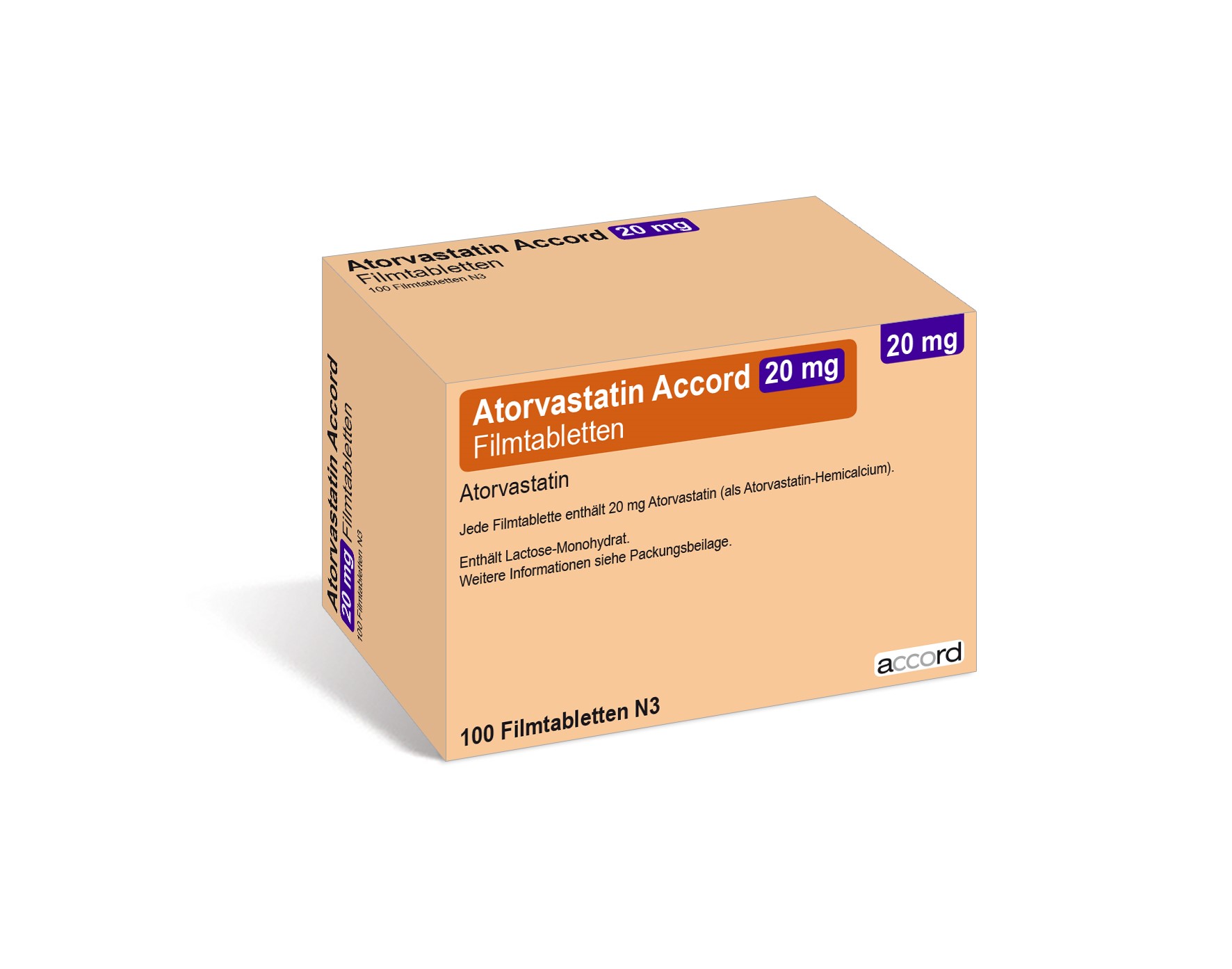 Accord Packshot Atorvastatin 20 mg