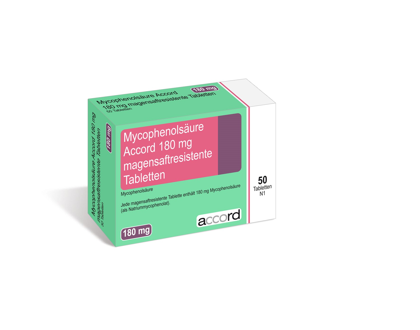 Accord Packshot Mycophenolsäure 180 mg