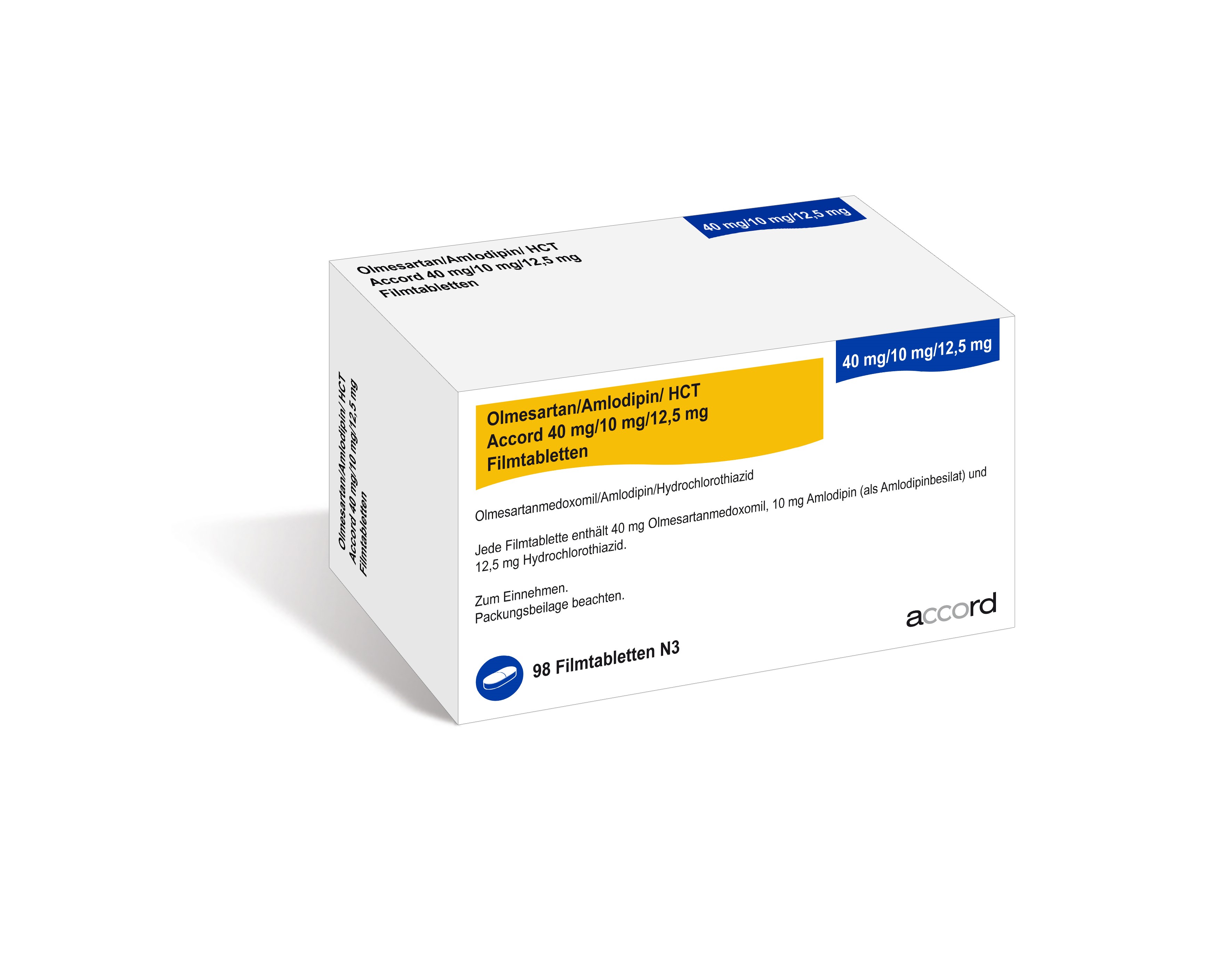 Accord Packshot Olmesartan/Amlodipin/HTC 40mg/10mg/12,5mg