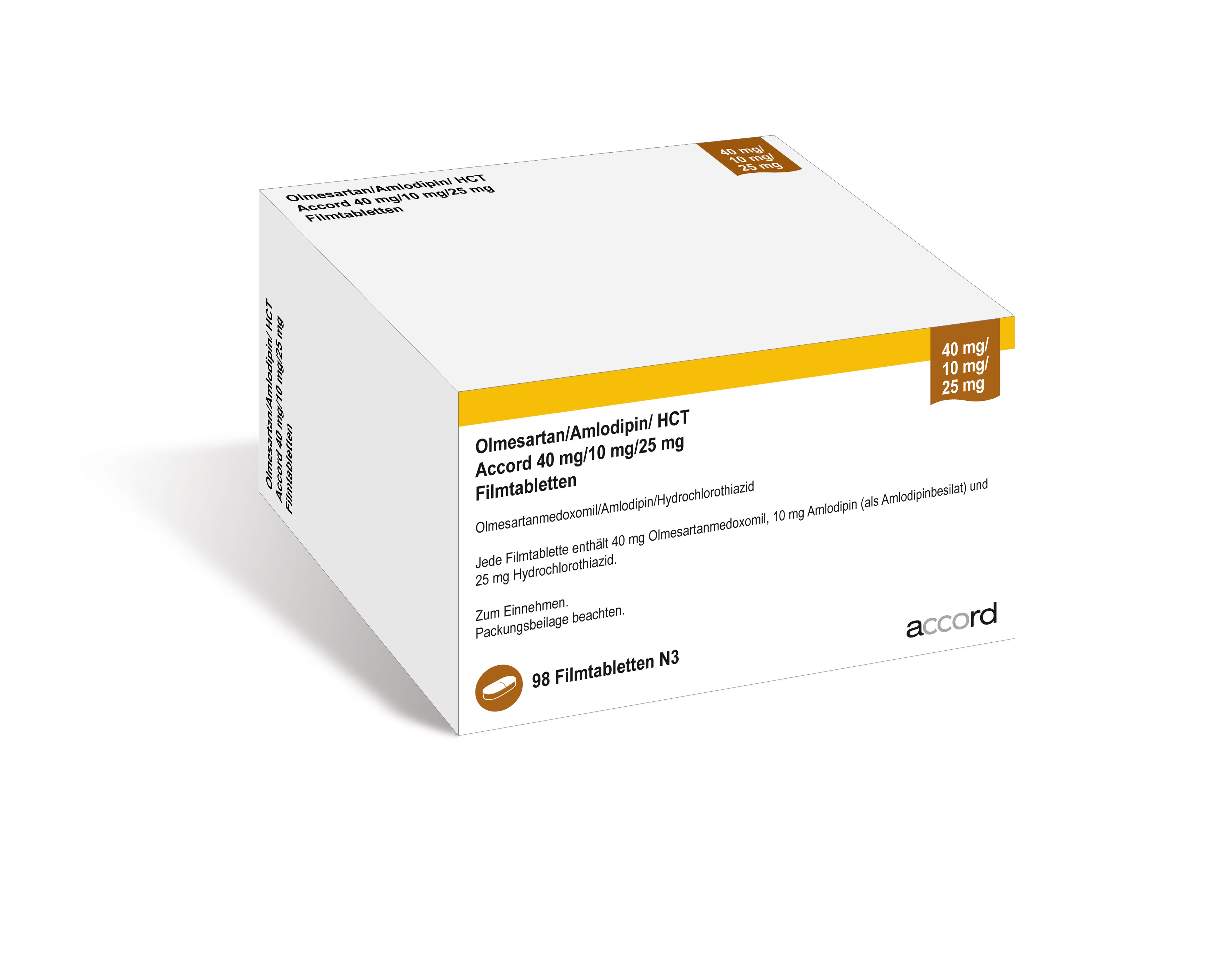 Accord Packshot Olmesartan/Amlodipin/HTC 40mg/10mg/25mg