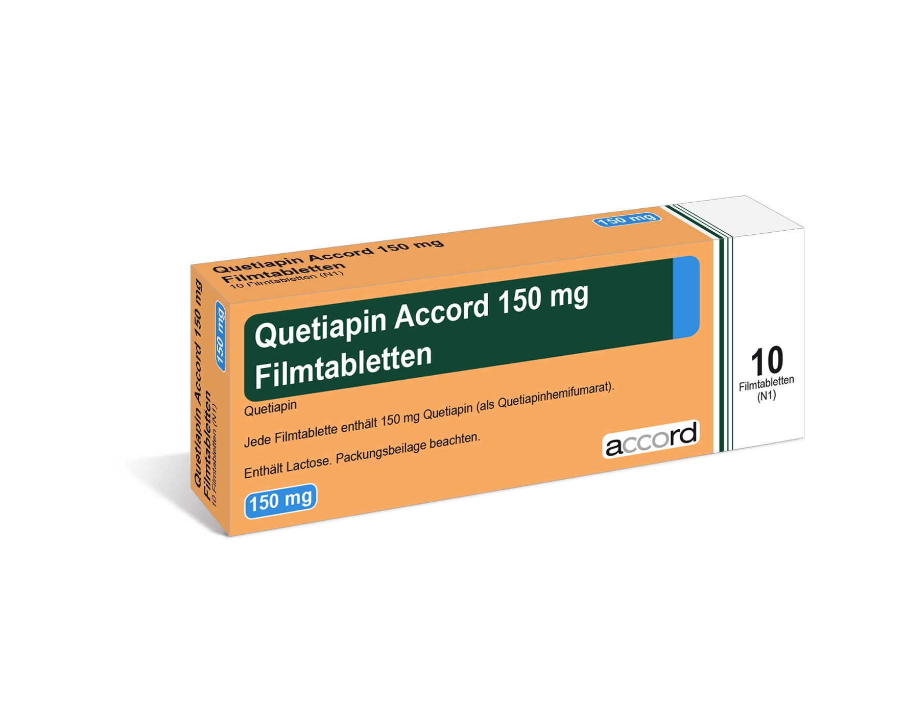 Accord Packshot Quetiapin 150 mg Filmtabletten