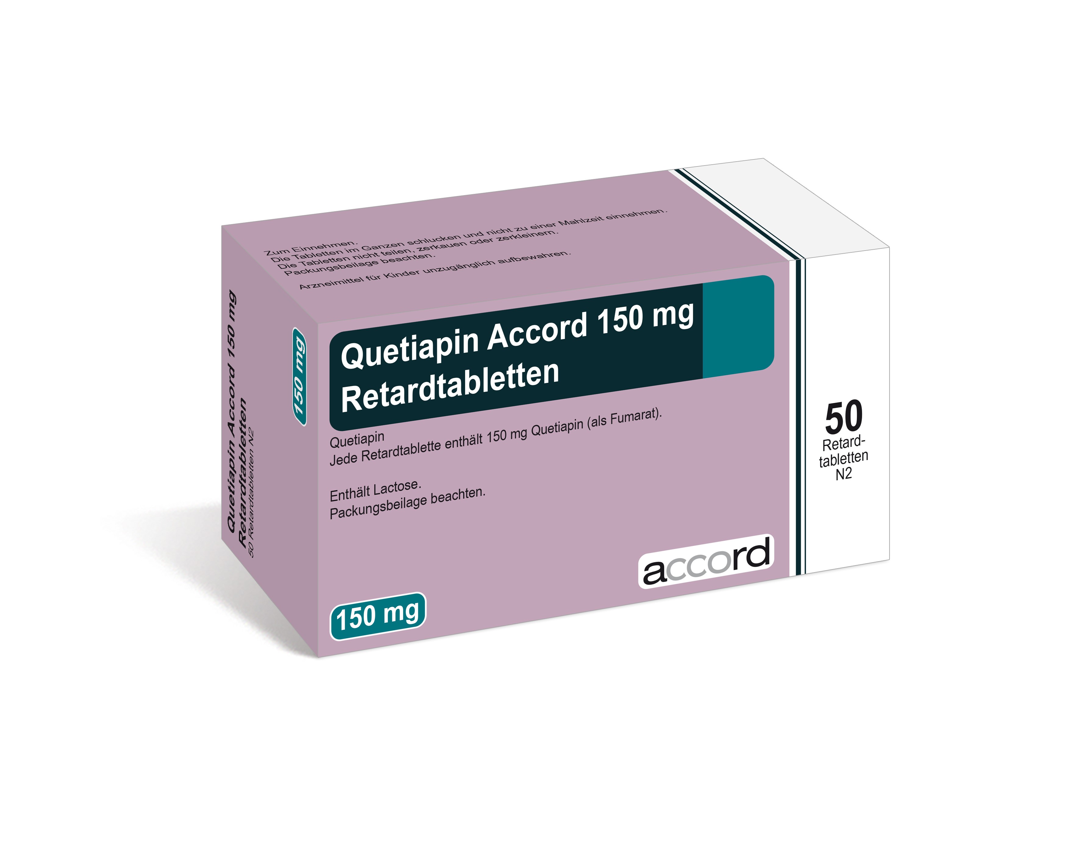 Accord Packshot Quetiapin 150 mg Retardtabletten