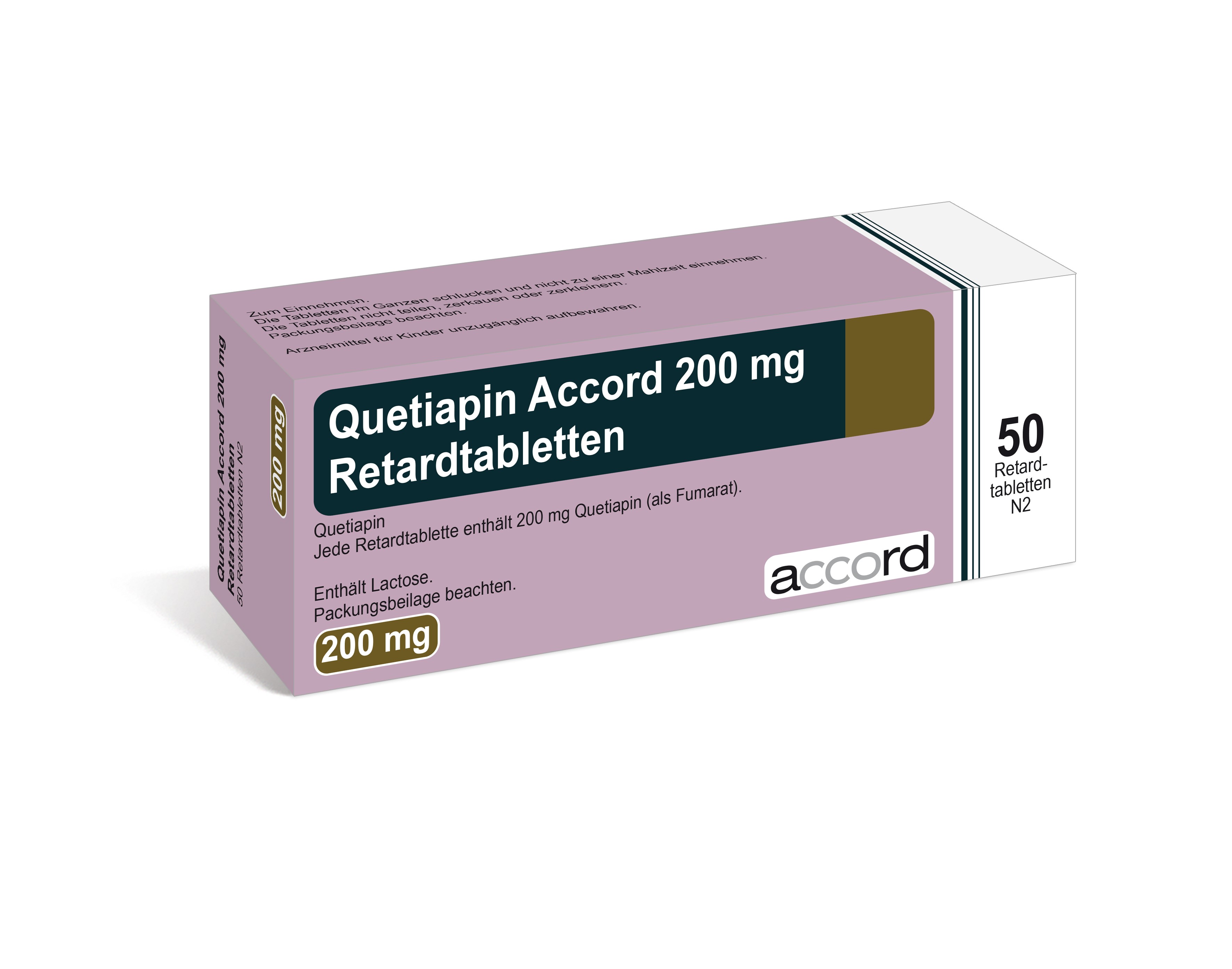 Accord Packshot Quetiapin 200 mg Retardtabletten