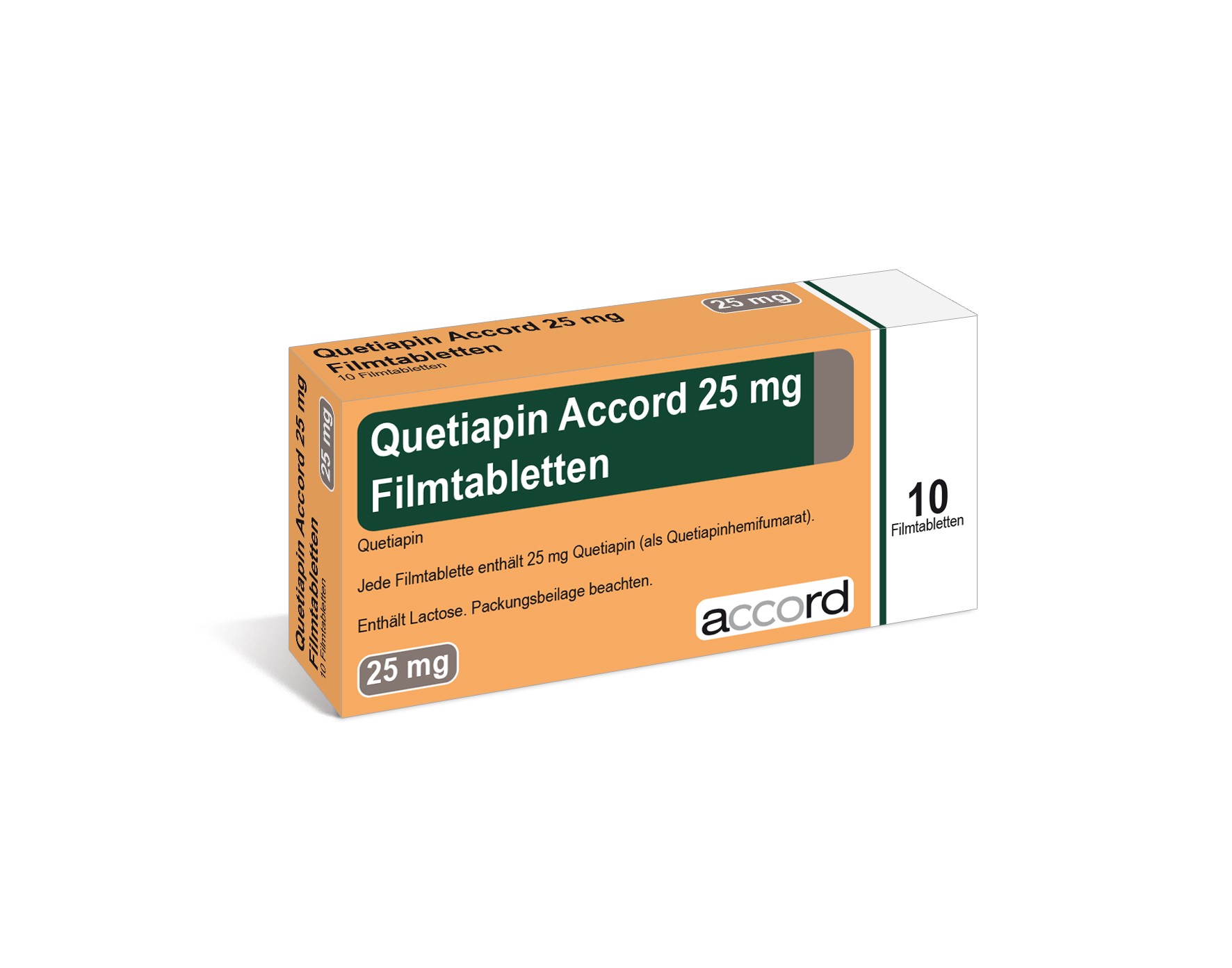 Accord Packshot Quetiapin 25 mg Filmtabletten
