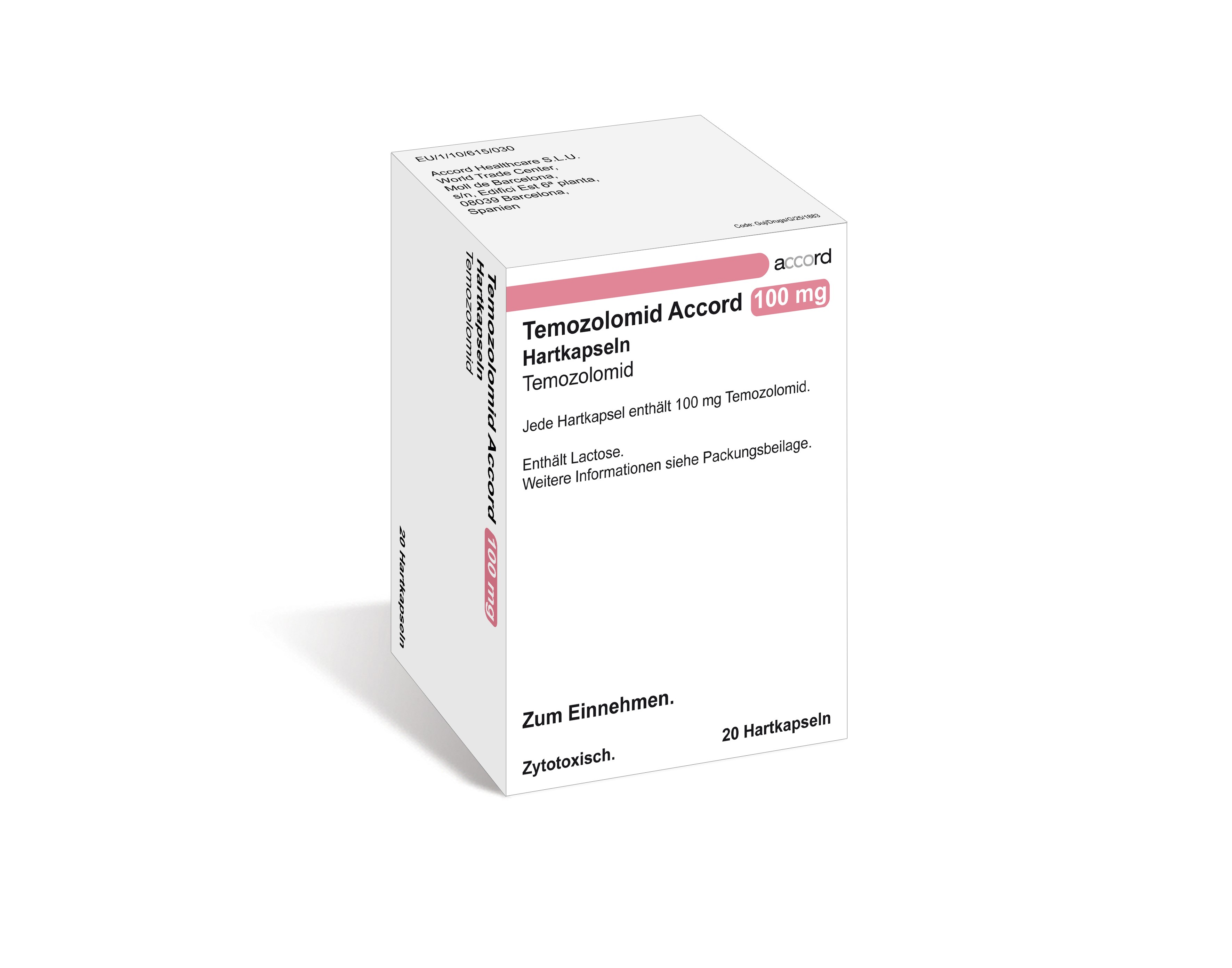 Accord Packshot Temozolomid 100 mg
