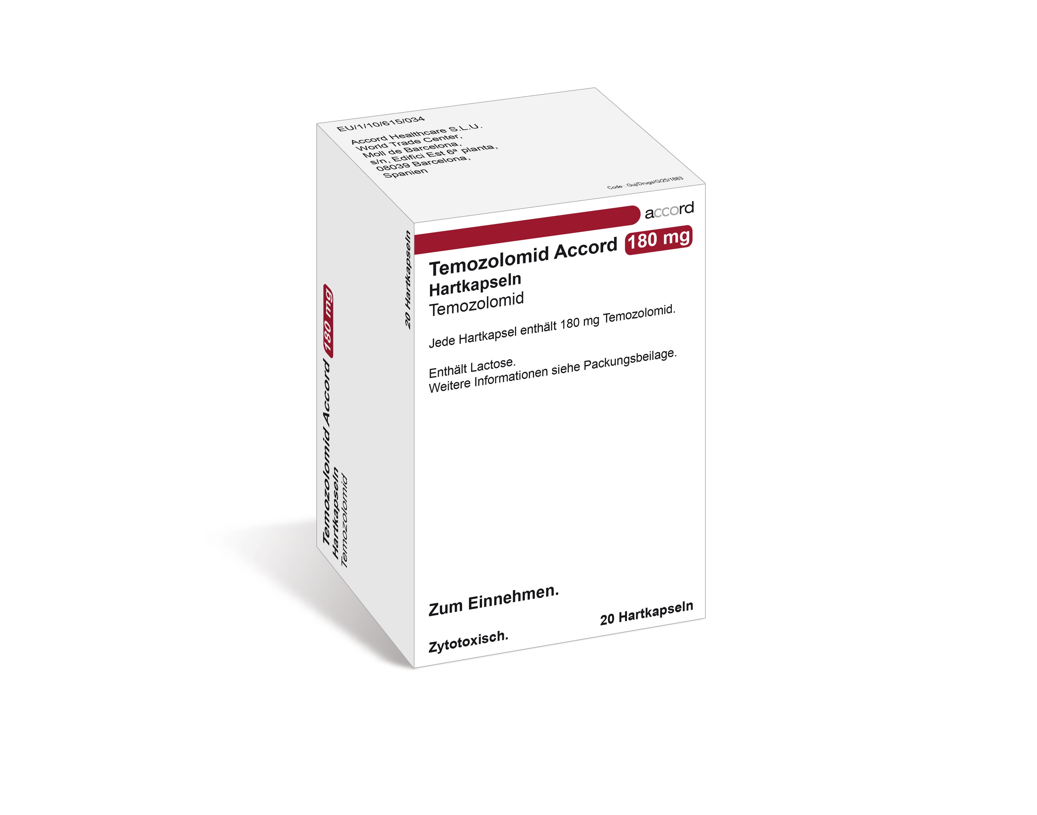 Accord Packshot Temozolomid 180 mg