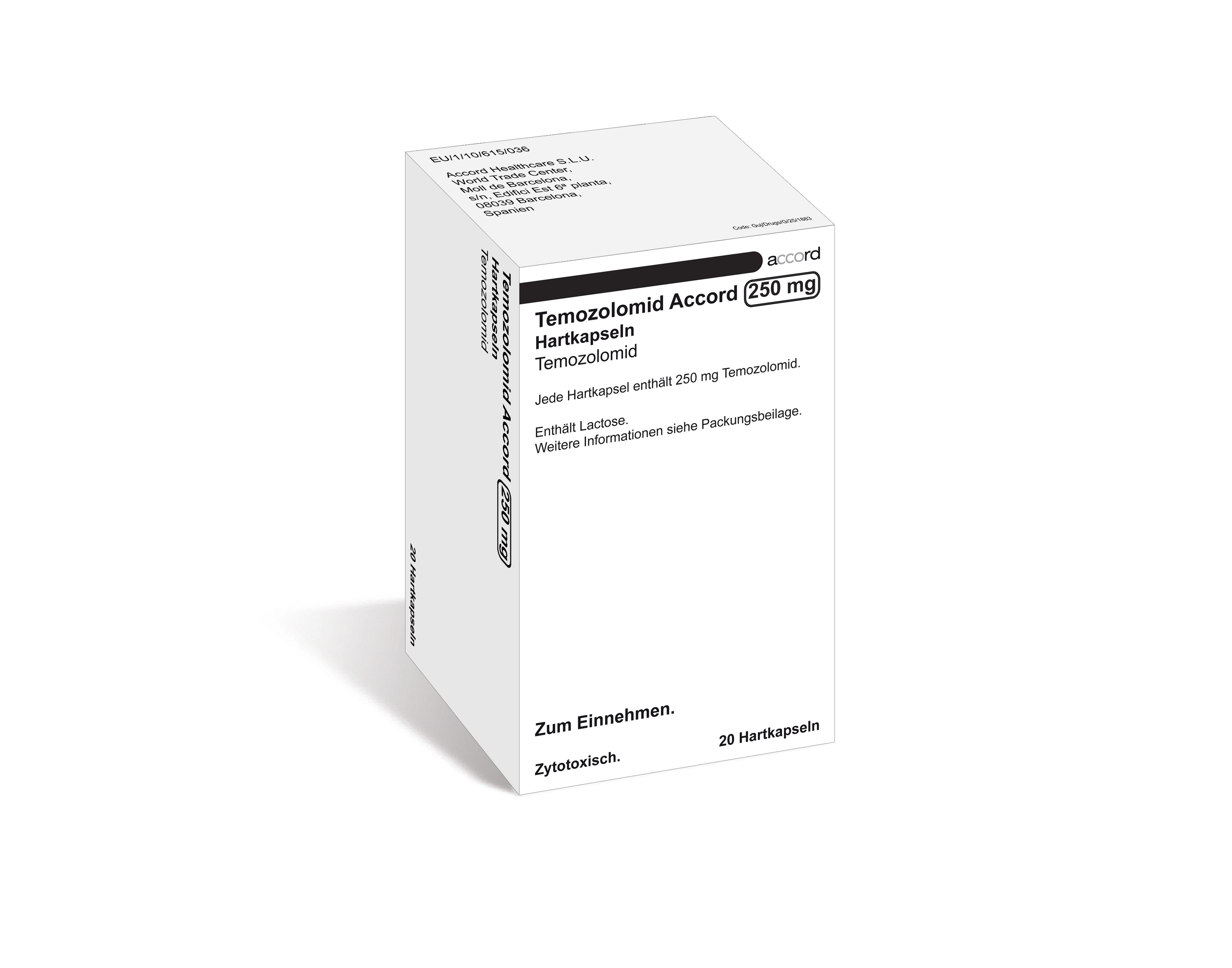 Accord Packshot Temozolomid 250 mg