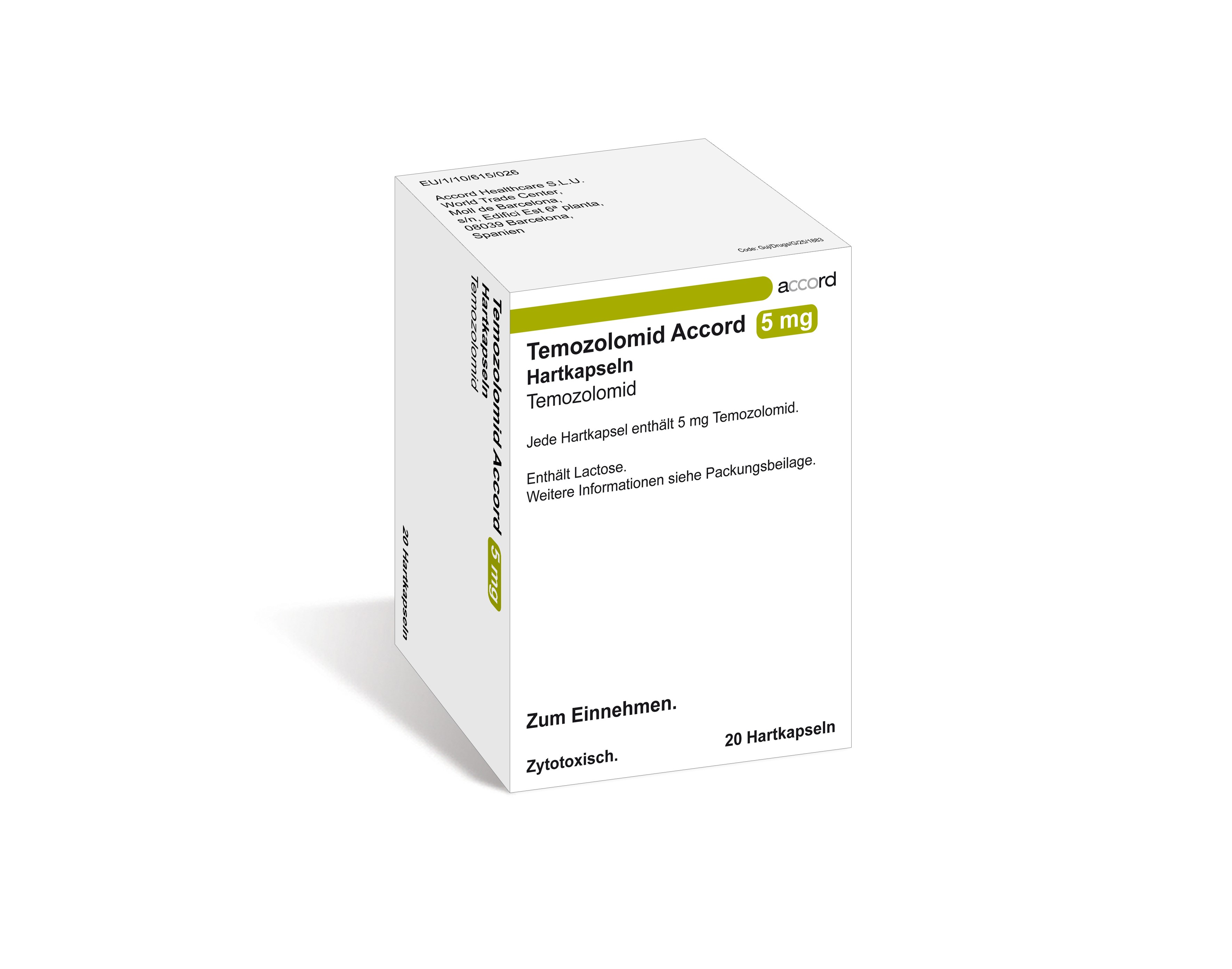 Accord Packshot Temozolomid 5 mg
