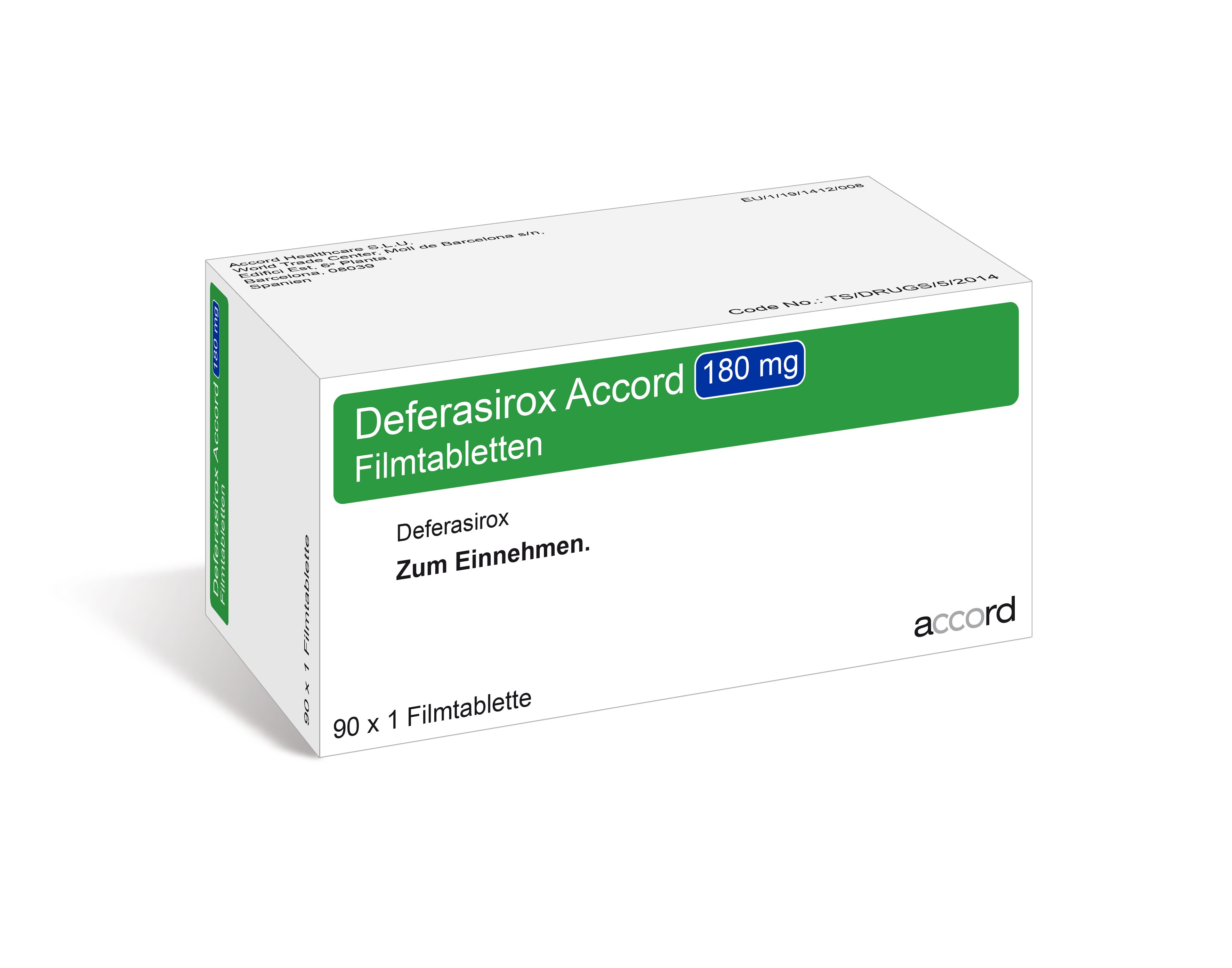 Accord Packshot Deferasirox 180 mg