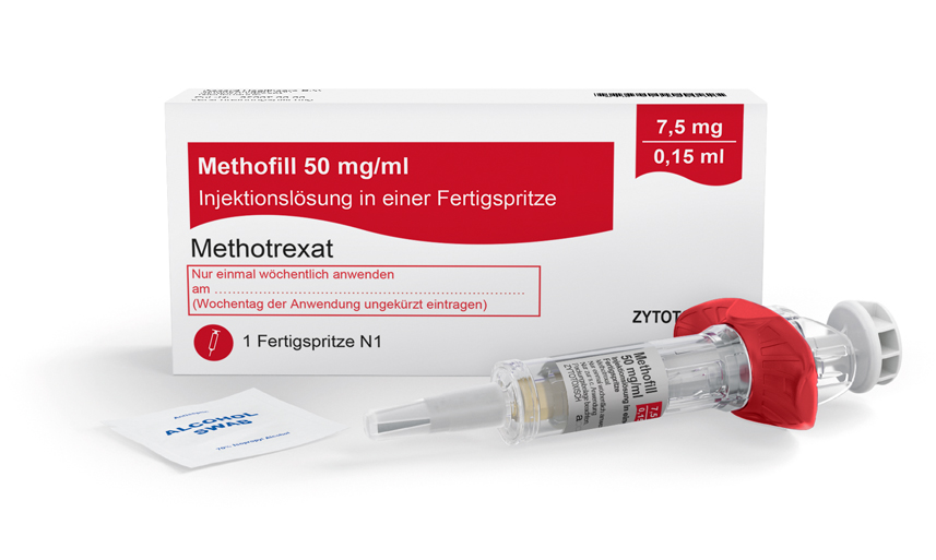 Accord Packshot mit Spritze Methofill 7,5 mg