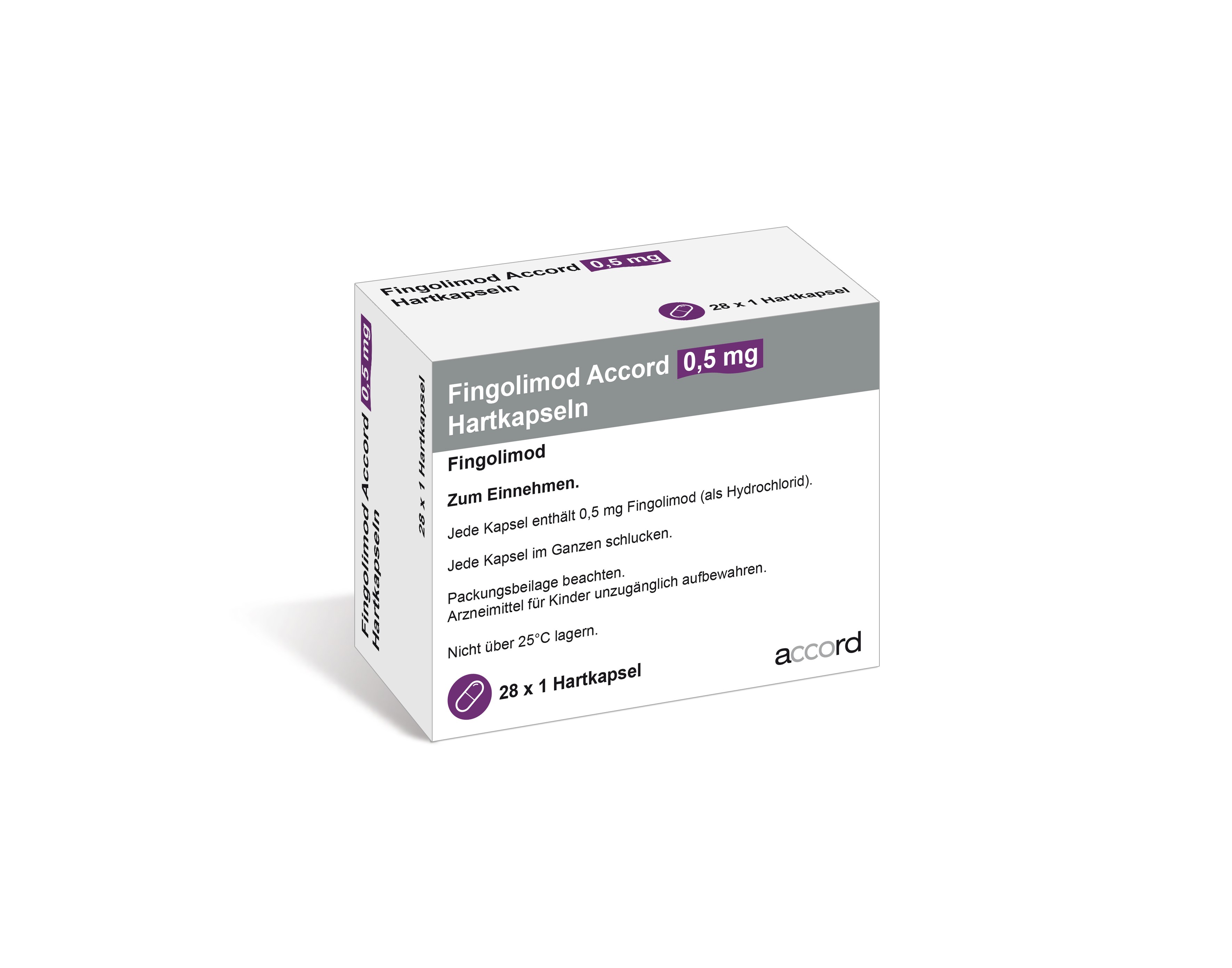 Accord Packshot Fingolimod 0,5 mg 28 Stk